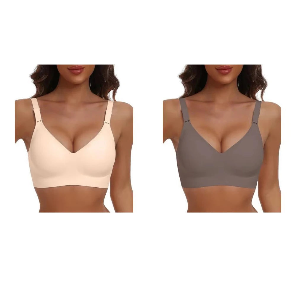 Women's Seamless Underwear 3/4 Cup and Thin Molded Cup Bra Wire-free Shaping Underwear Comfortable and Breathable Push Up