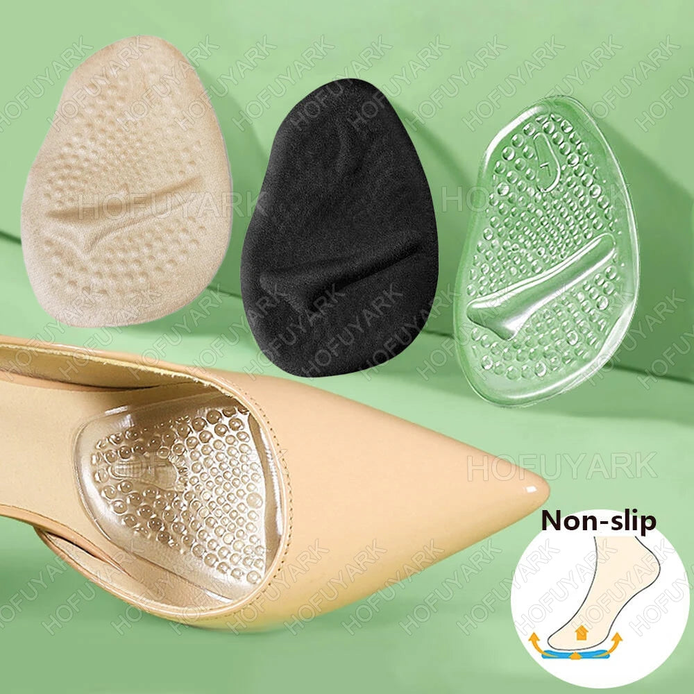 2Pairs Silicone Insoles for Shoes Insert High Heels Non-Slip Self-Adhesive Gel Metatarsal Foot Pads for Pain Relief Shoe Pads