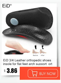 EiD 3/4 Leder orthopädische Schuheinlagen für Plattfüße Fußgewölbestütze orthopädische Schuheinlegesohle Einlegesohlen für Herren und Damen Fußpflege