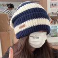 Stripe Knitted Winter Hats, Women Warm Caps, Casual Men's Hip Hop Beanies, Unisex Bonnet