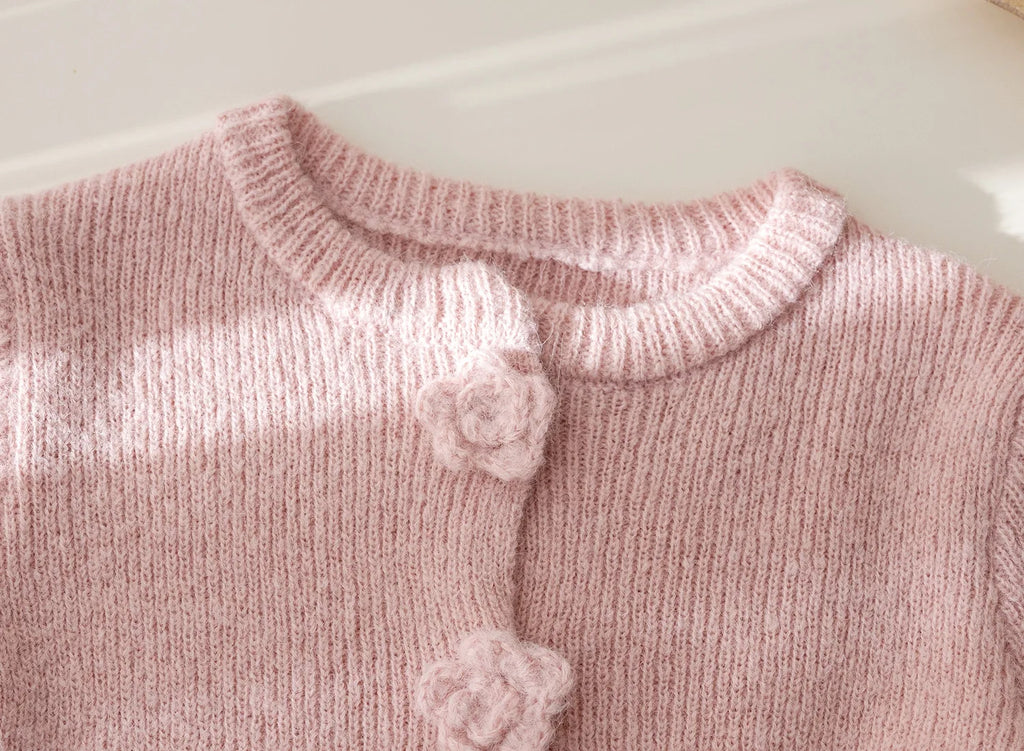Girls Suit Korean Solid Color Sweater Knitted Spring and Autumn New Simple Straight Leg Slacks Set Baby Girl Clothes