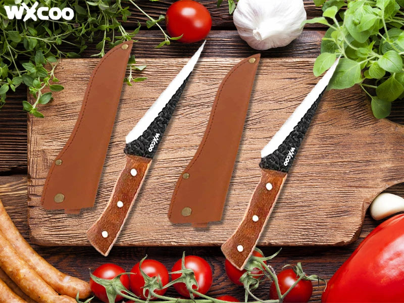 WXCOO Flexible Kitchen Knife Professional Forged Boning Knife Fish Filleting Knife with Sheath Chef Wood Handle Kitchen Supplies