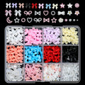 12Grids Mixed Resin Bowknot Nail Art Decorations 3D Aurora Ribbon Bow AB Rhinestones Pearl Flowers Nail Charms DIY Manicure Part