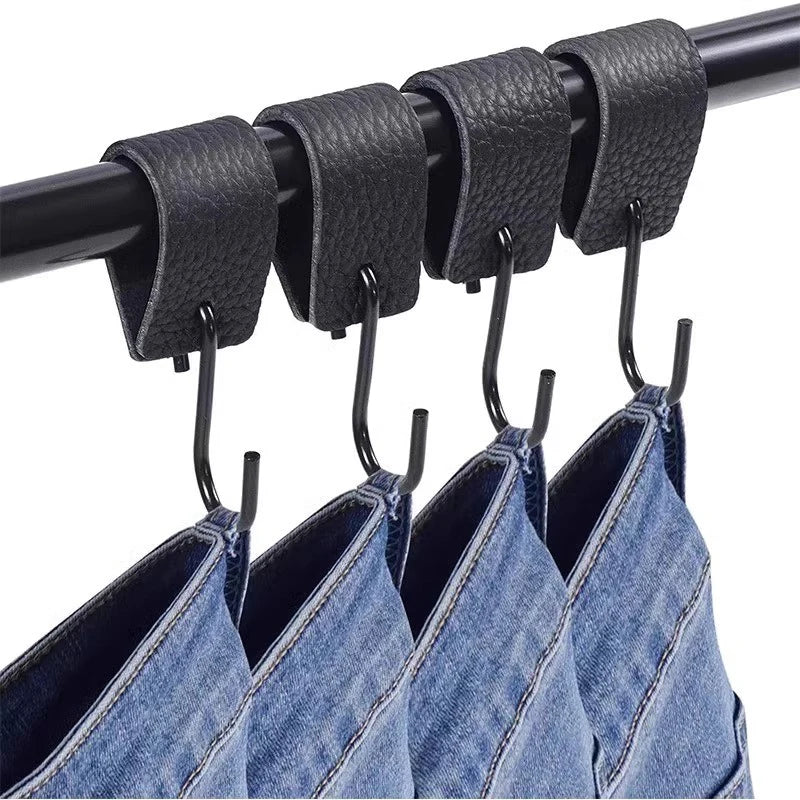 5/10/15/20pcs Leather S Ring Hooks,Multifunctional Stainless Steel Coat Hook for Hats Cap,Bedroom Kitchen Bathroom Hanging Hooks