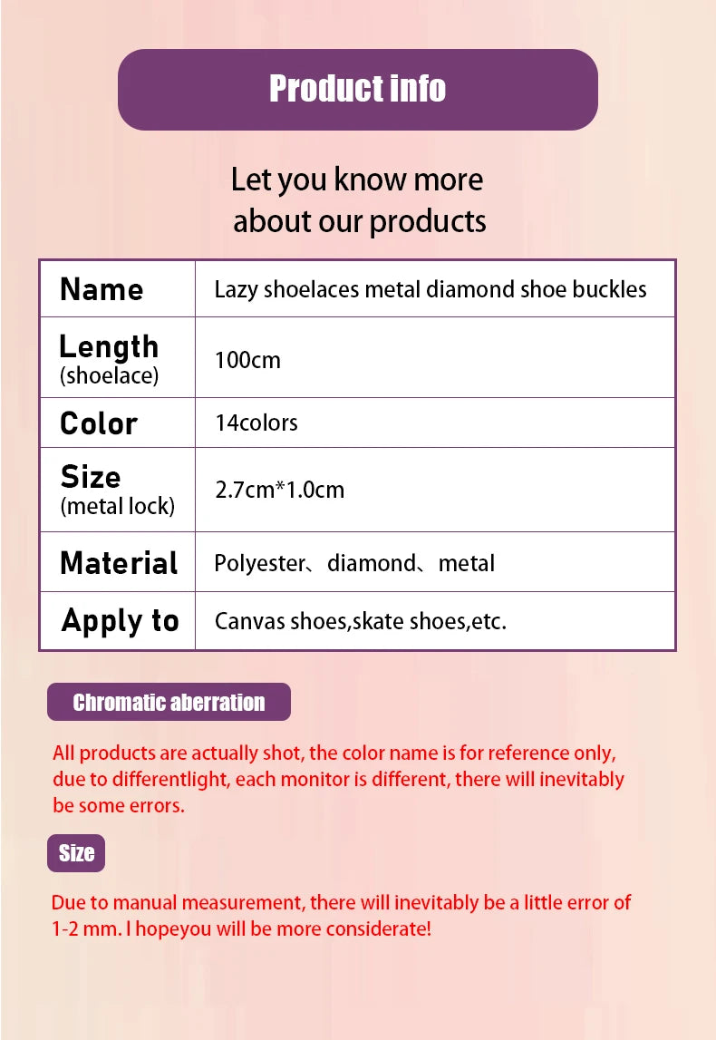 Colorful Elastic Laces Sneakers No Tie Shoe laces Diamond Lock Glitter Shoelaces Without ties Shoe Accessorie 1Pair/2Pair