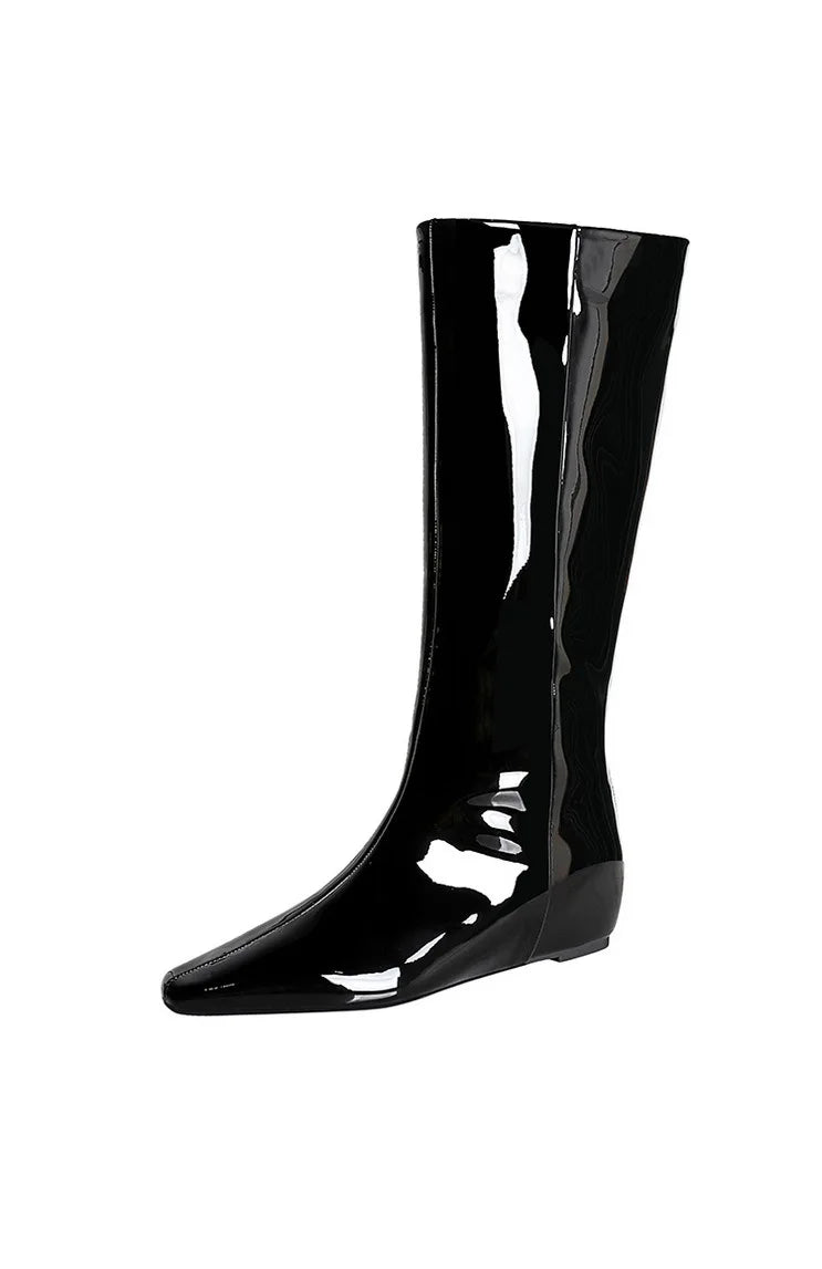 BIGTREE New Black Wedge Heels Women Modern Boots Female Shoes 2025 Fashion Luxury Pointed Toe Ladies Long Knee Western Boots