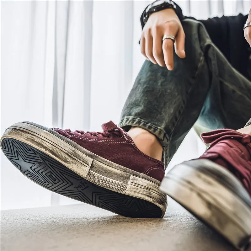 Schwarze Four Seasons Herren Stoffschuhe Modisch retro Make dirty style Freizeit Outdoor Party Street walking Jugend Schuhe