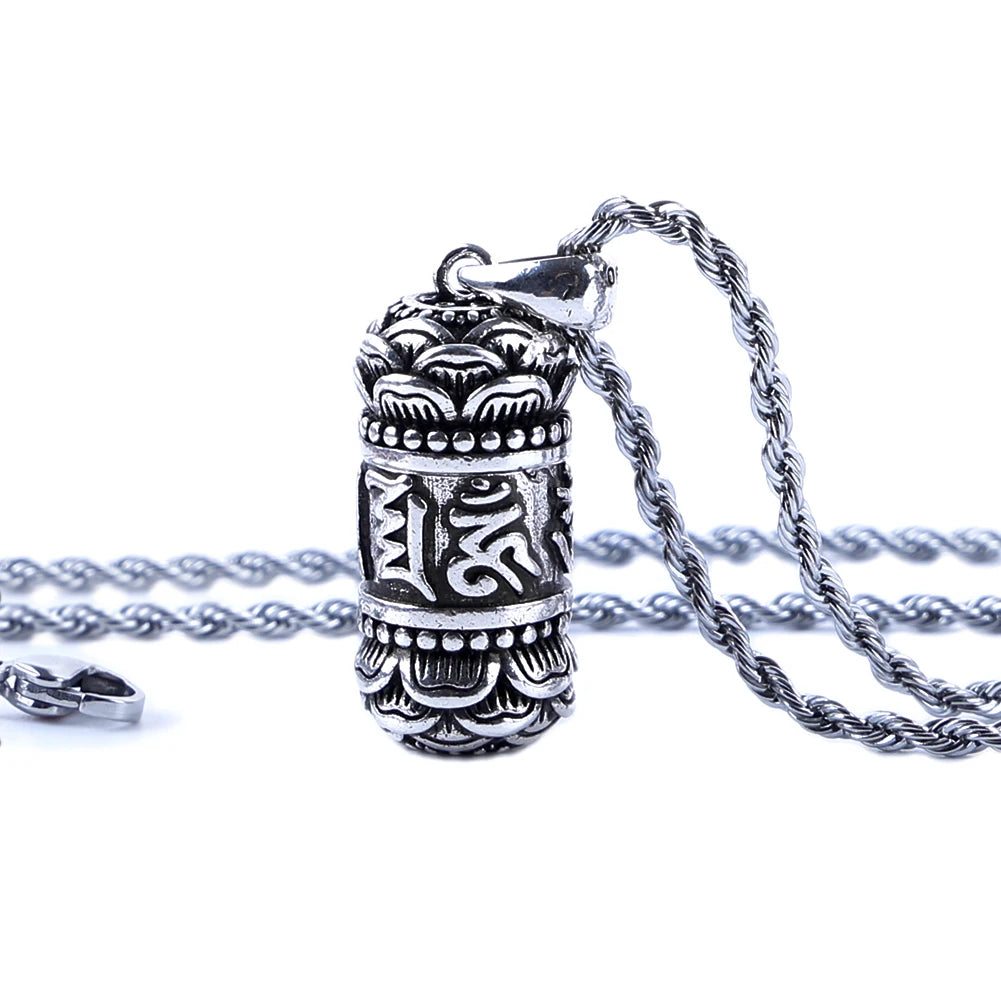 Six Syllable Mantra Buddhist Pendant Necklace Locket Lotus Amulet Built-in Shurangama Tibetan Souvenir Charm Jewelry Choker