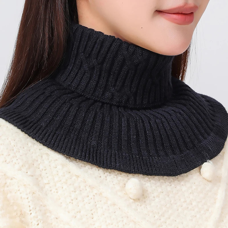 Knitted Fake Collar Ring Scarf For Woman Autumn Winter Warm Solid Color Neck Muffler Detachable Collar Scarves 25*17cm