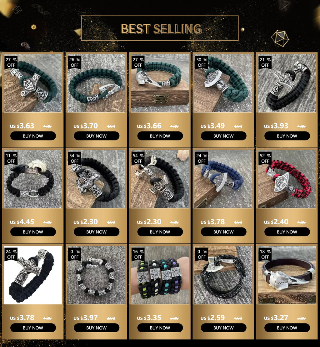 Norse Runes Beads Viking Leather Magnetic Bracelet For Men Women Accessories
