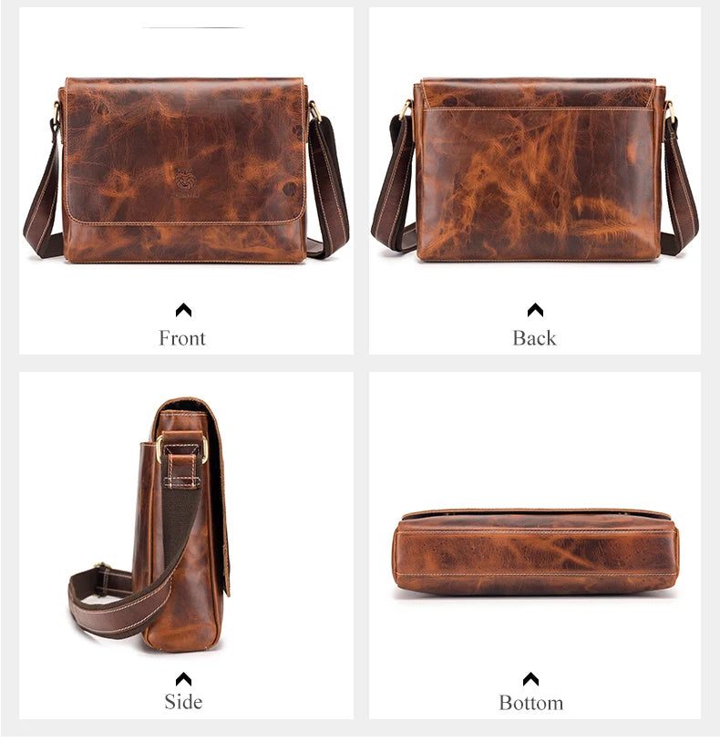 SCHLATUM 100% Genuine Leather Men's Shoulder Bags Messenger Bag for Men Crossbody Bags new Small Man Designer Handbag Bolso Male