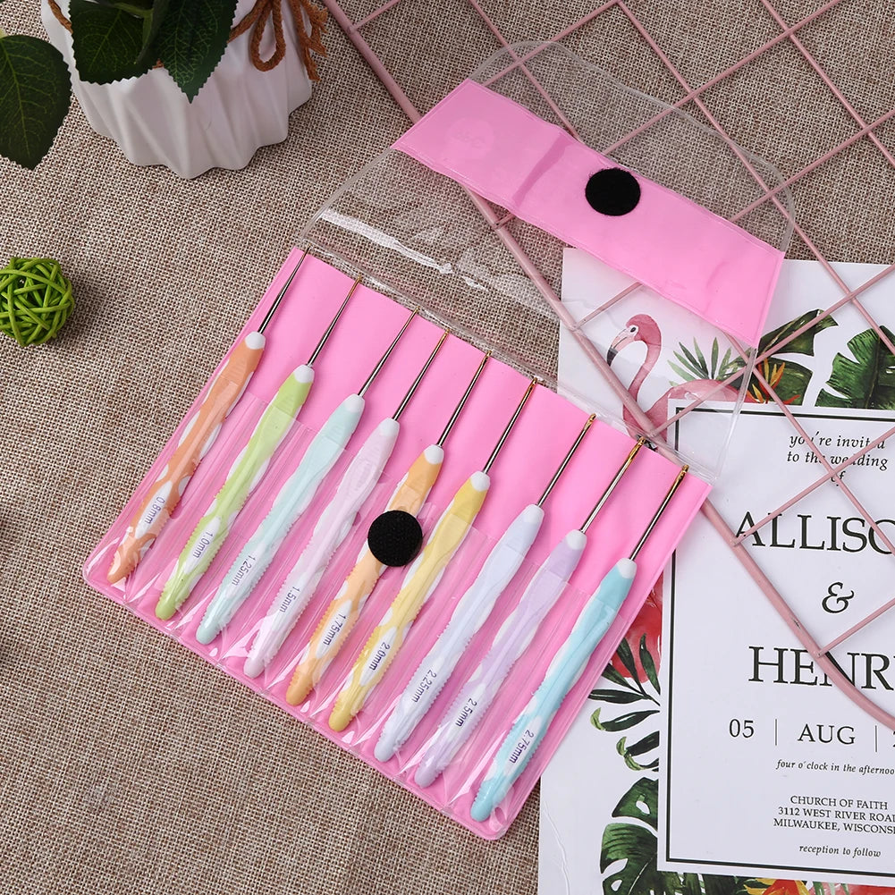 8/9pcs Knitting Needles Set Handmade Crafts Aluminum Crochet Hooks Needles Comfortable Grip Festival Gift for Sewing Weave Tool