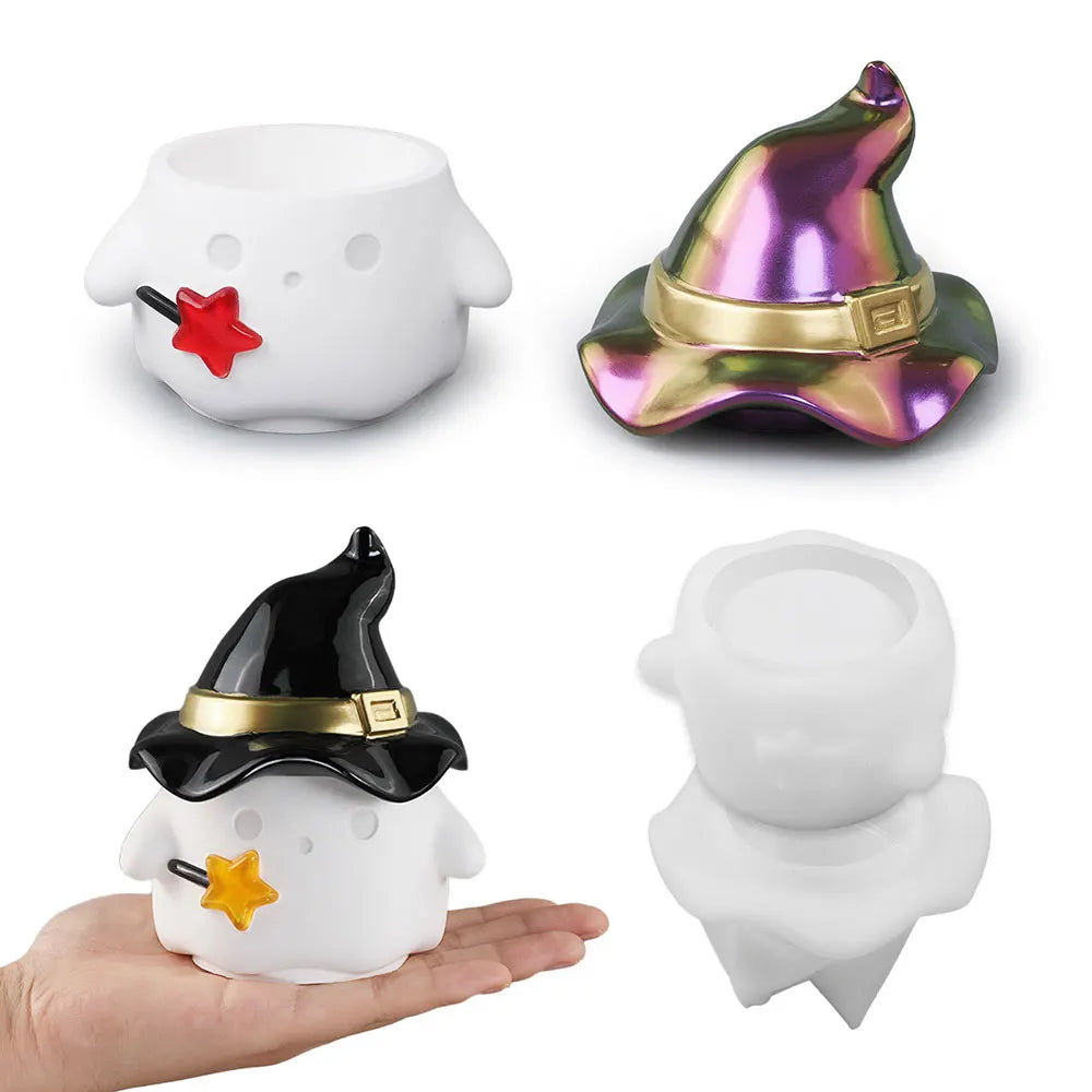 Pumpkin Jar Storage Box Silicone Mold Halloween Concrete Candle Holders Ghost Candy Box Tray Epoxy Resin Mould DIY Home Decor