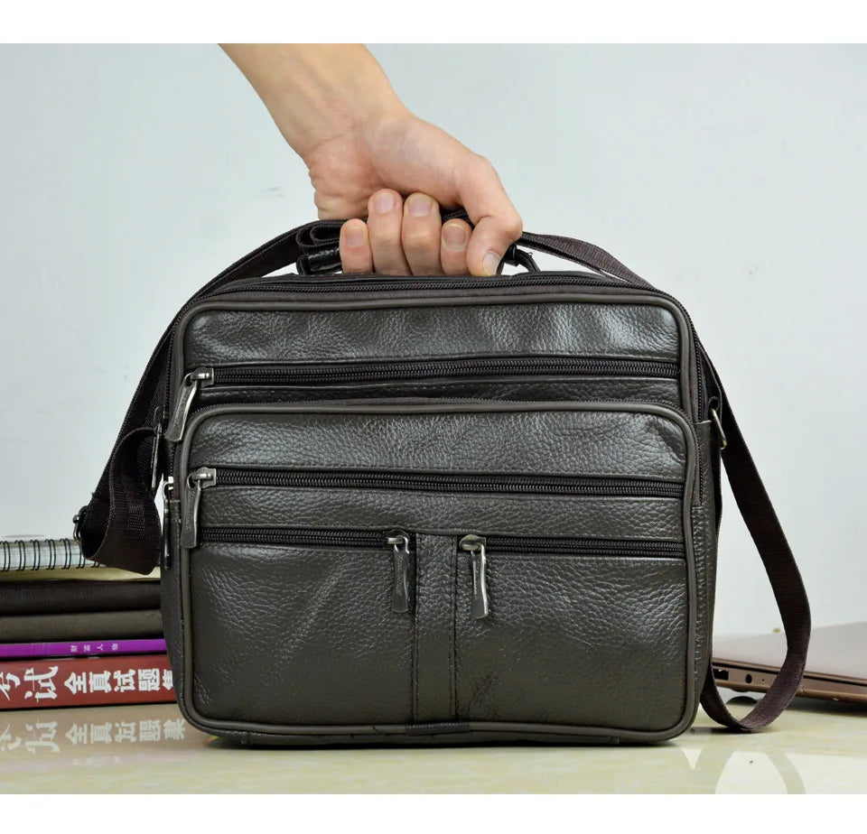 New Arrival Men Shoulder Bag Men's Genuine Leather Messenger Bag Boy Coffee Middle Size Handbags Tote Natural Skin Men Briefcase