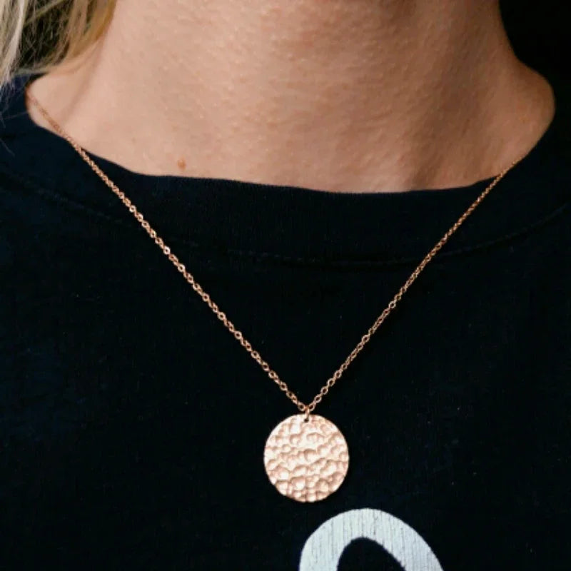 Gold Color Disc 15MM Anhänger Halskette für Mädchen Frauen Edelstahl Schlichte Lange Halskette Ketten Collar Schmuck Großhandel