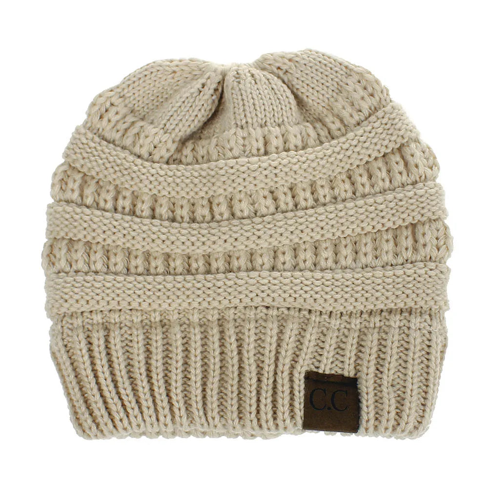 New Outdoor Warm Winter Woolen HatsAcrylic Open Horsetail HatsCold-Resistant High Ponytail Hats for Men and Women