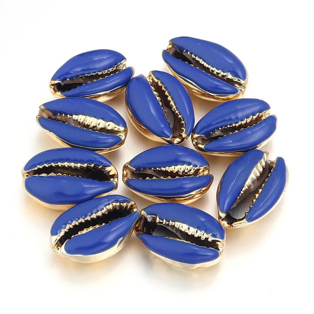 10pcs/lot 13-20mm Electroplated Colored Shell Shaped Beads For Jewelry Making Charm Pendant DIY Fashion Necklace Earrings Gifts