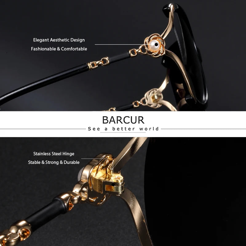 BARCUR Butterfly Design Fashion Women Sunglasses Polarized Lens Ladies Sun Glasses UV400 Protection