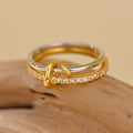 S925 Sterling Silver Double-layer Color-block Ring With Round-cut Diamonds