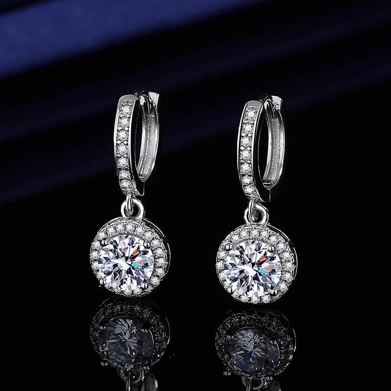 Pendientes largos de lujo con borla y piedra de carbono de alta calidad para mujer