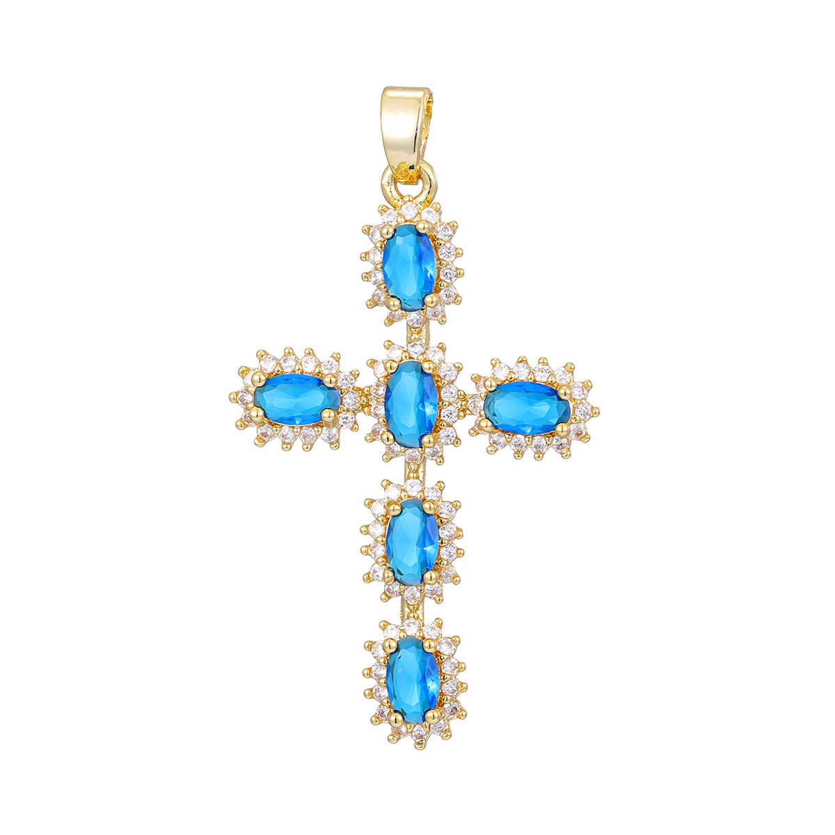 Fashionable Personalized Cross Pendant With Colorful Zircon