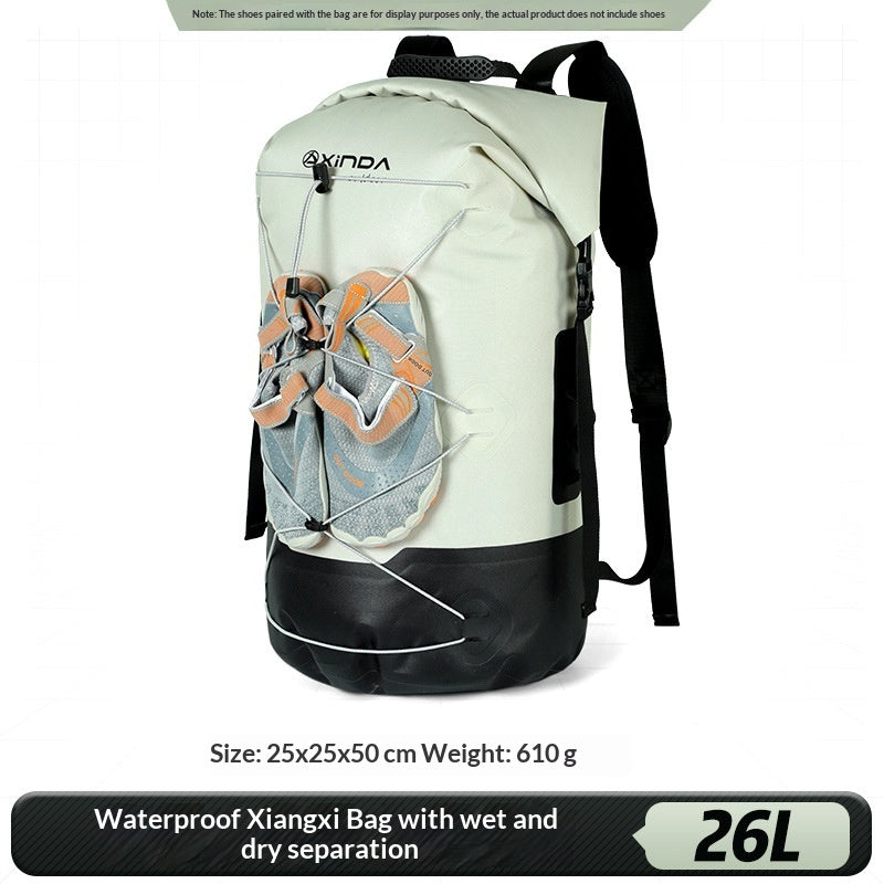 Outdoor Stream-Tracking Backpack With Dry-Wet Separation IPX7 Waterproof Bag