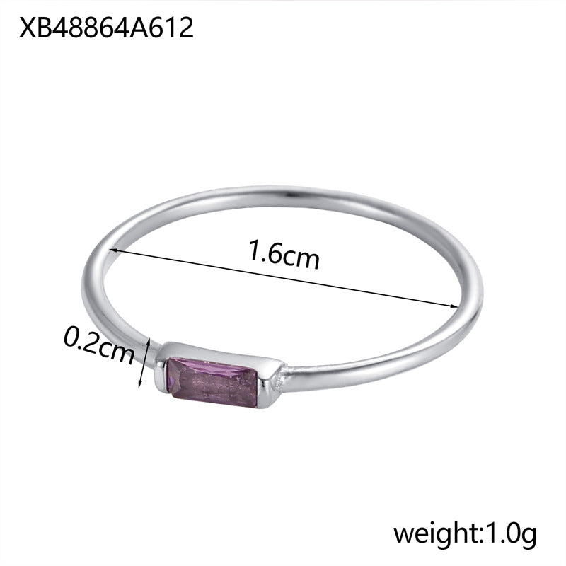 Birthstone Ring With Cubic Zirconia In Stainless Steel