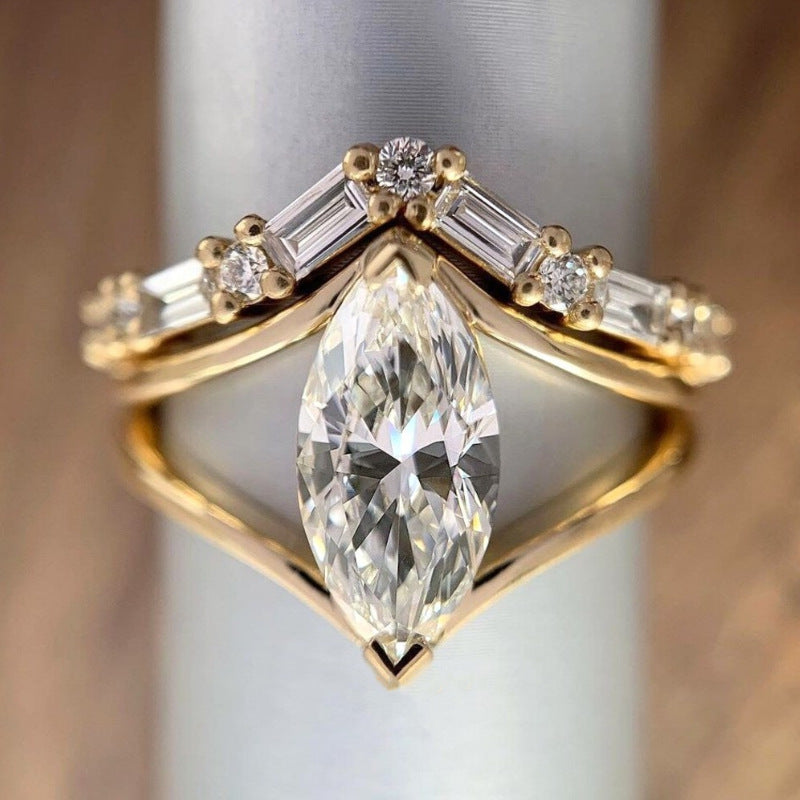 Stylish Elegant And Minimalist Two-piece Alloy Ring Set For Women