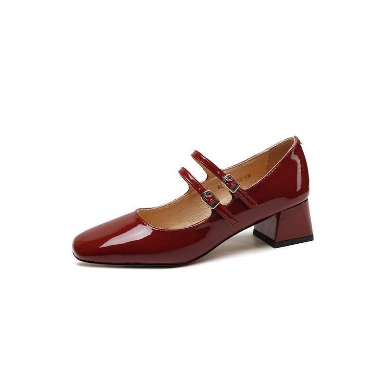 Damen Peep-Toe Pumps mit niedrigem Absatz in Rot