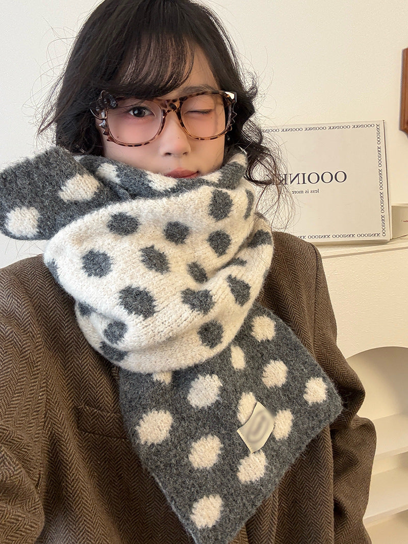 Sophisticated Contrasting Polka-Dot Scarf For Women