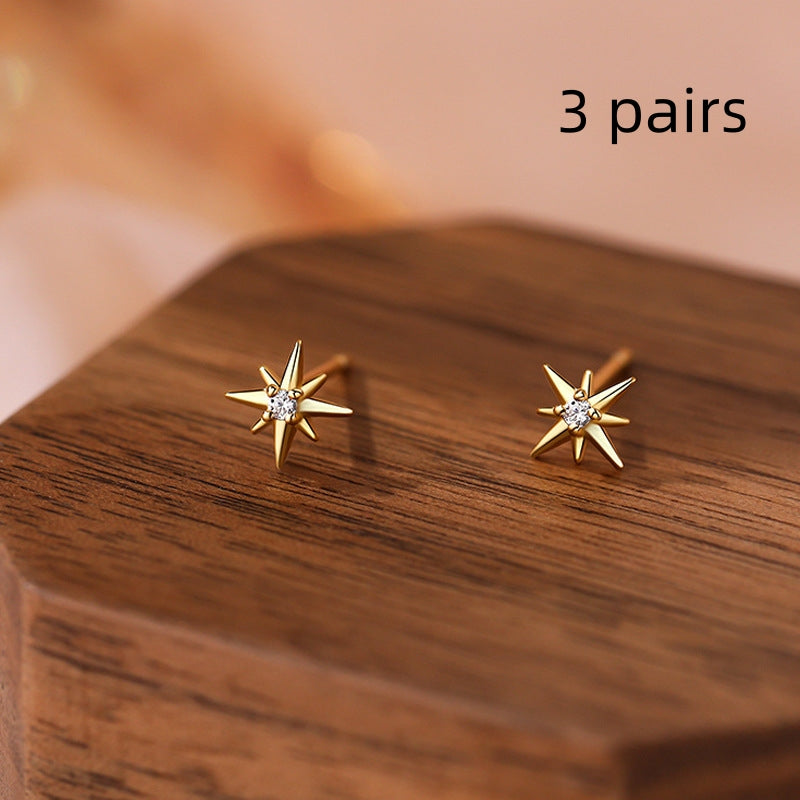 Fashionable Octagonal Star Earrings Simple Elegant And Versatile