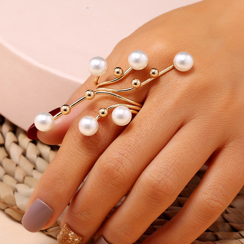 Fashionable Trendy Geometric Pearl Ring For Women