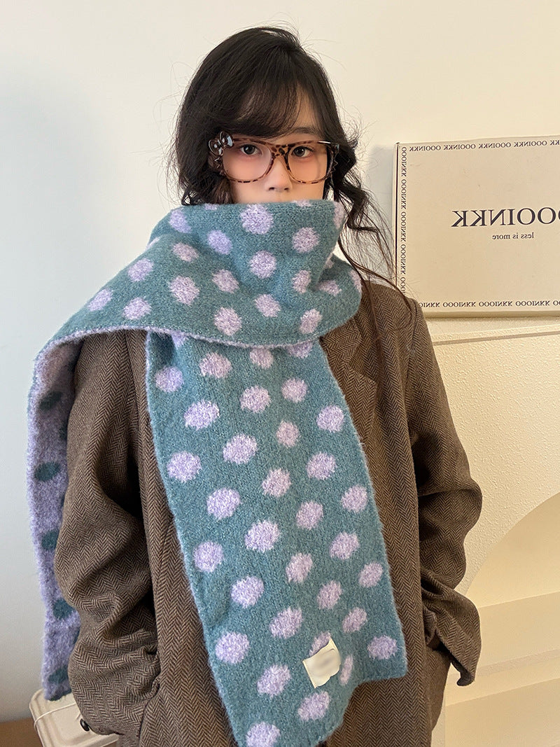 Sophisticated Contrasting Polka-Dot Scarf For Women