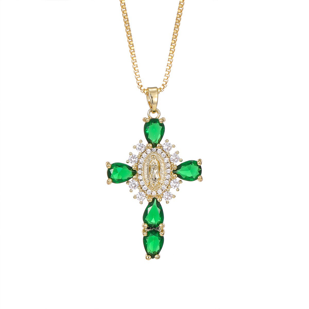 Fashionable Personalized Cross Pendant With Colorful Zircon