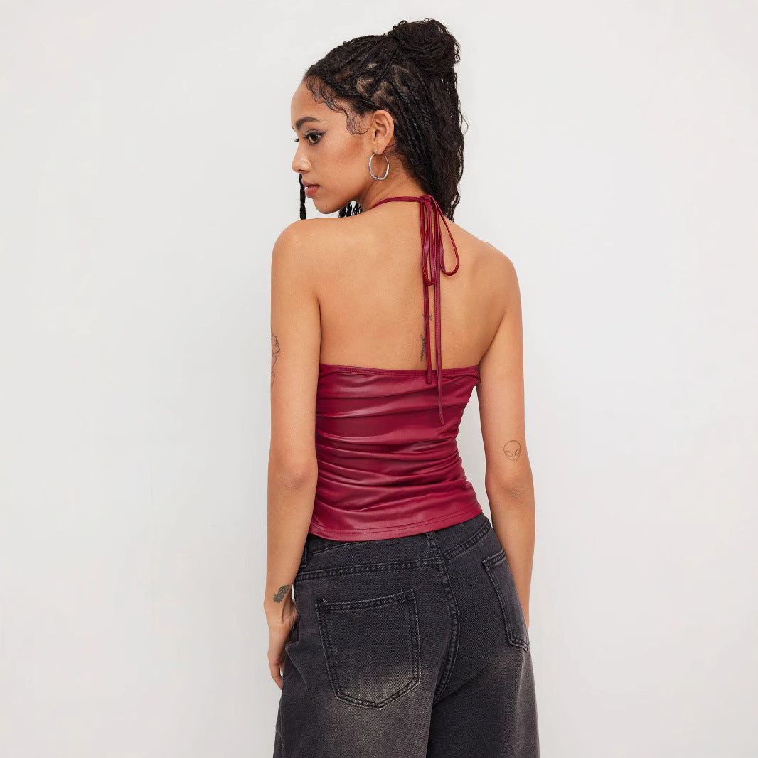 Womens Leather Camisole Top Versatile And Easy To Style