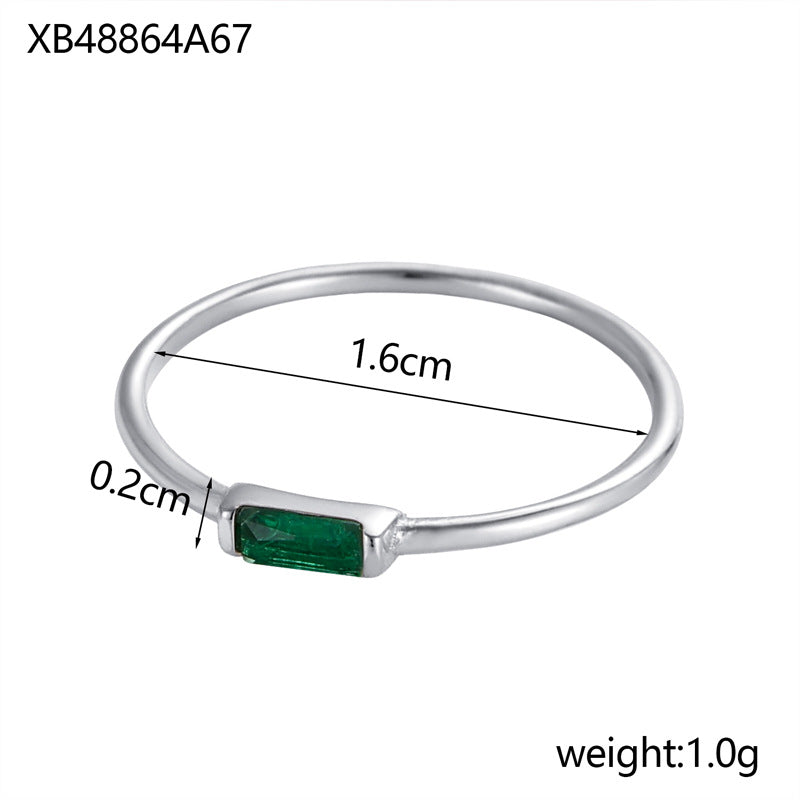 Birthstone Ring With Cubic Zirconia In Stainless Steel