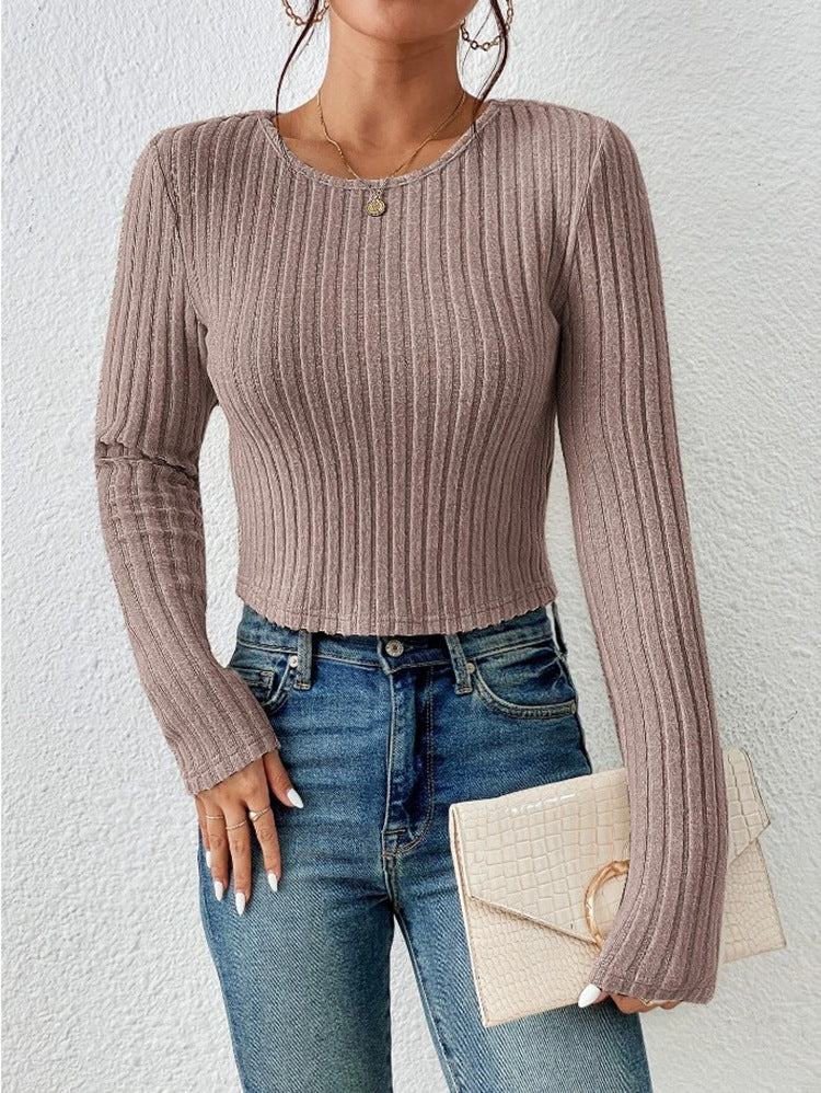 FallWinter Casual Slim-fit Solid-color Crew-neck Sweater