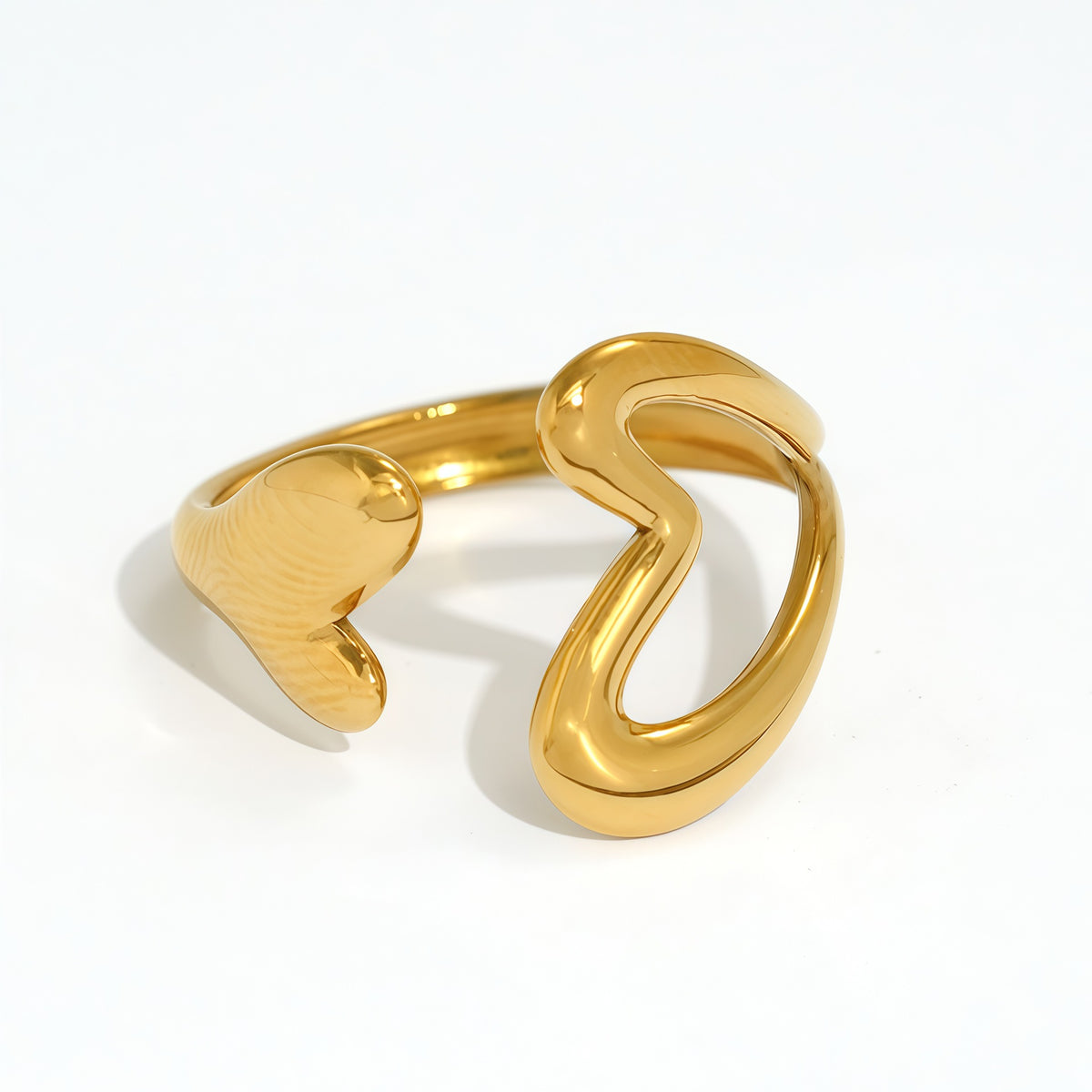 Stainless Steel Open Ring With A Hollowed-out Heart Design