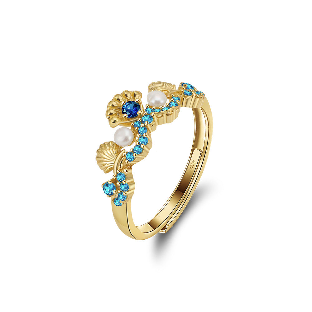 Dainty Design Zircon Pearl Shell Sterling Silver Ring