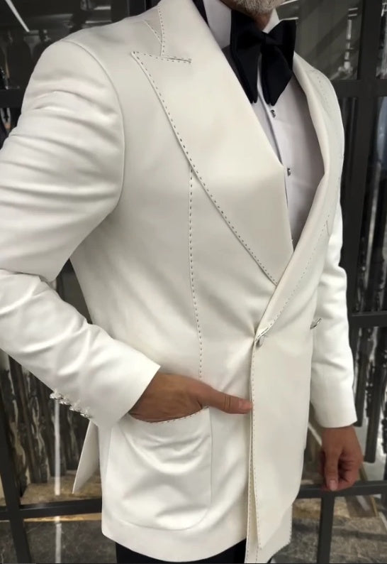 Men's Fashion Slim-fit White Suit Jacket