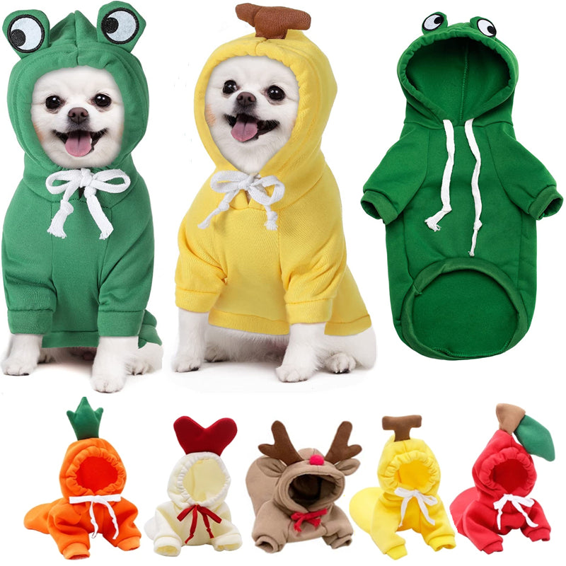 Niedliche Obst-Hundekleidung für kleine Hunde, Hoodies, warme Winter-Fleece-Haustierkleidung, Welpen-Katzenkostüm-Mantel für französische Chihuahua-Outfits