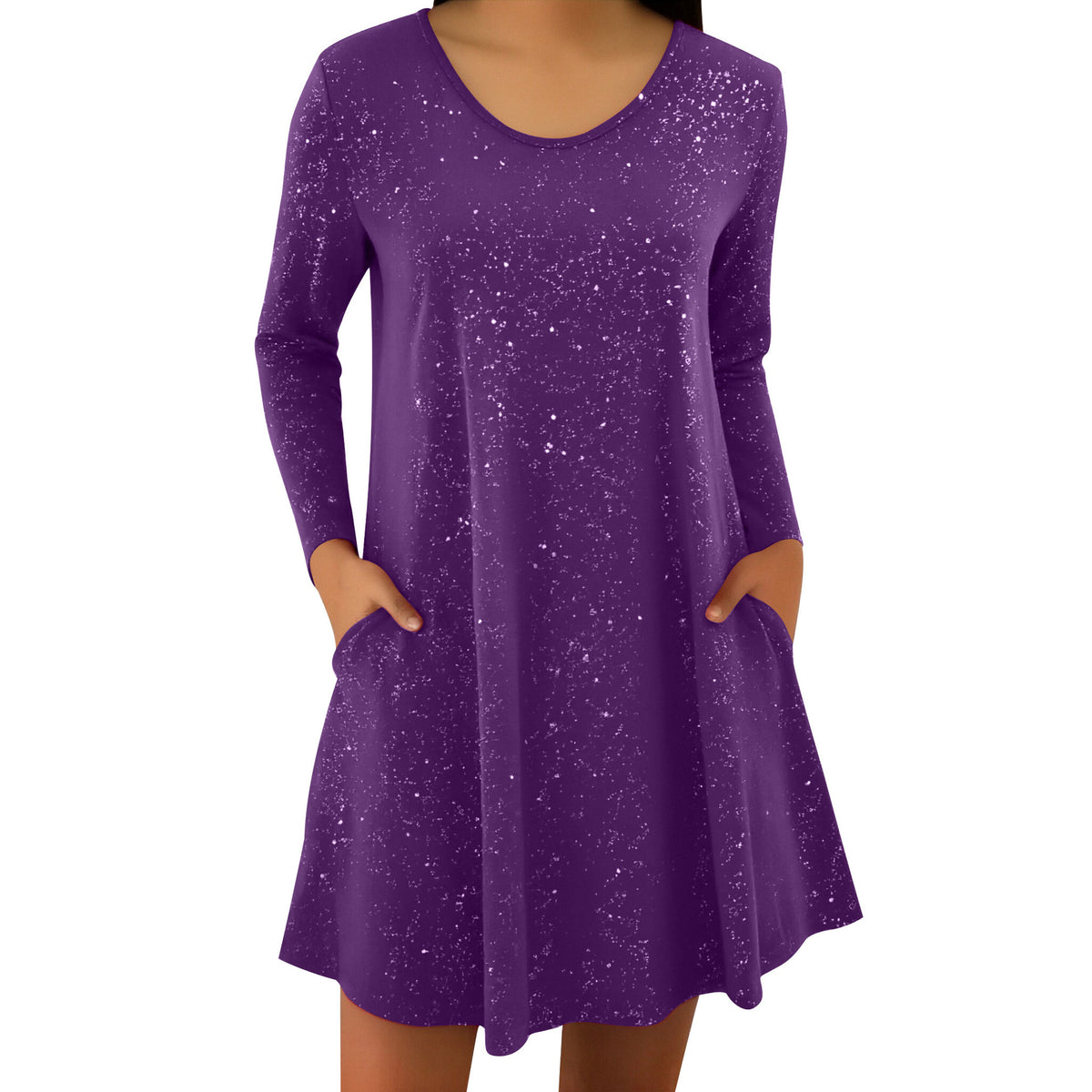 Fashionable Round-neck Long-sleeve Sequin Dress