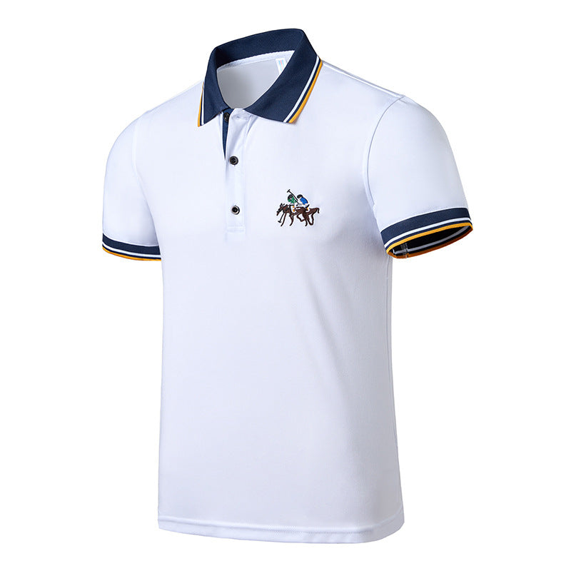 Mens Short Sleeve T Shirt With A Lapel And High End Embroidery