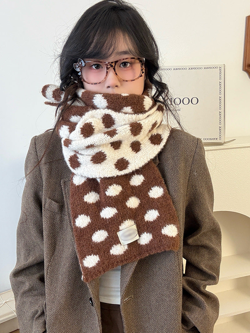 Sophisticated Contrasting Polka-Dot Scarf For Women