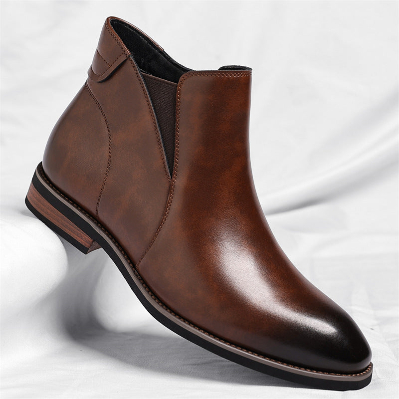 Herren Retro High-Top Formelle Kurze Lederstiefel