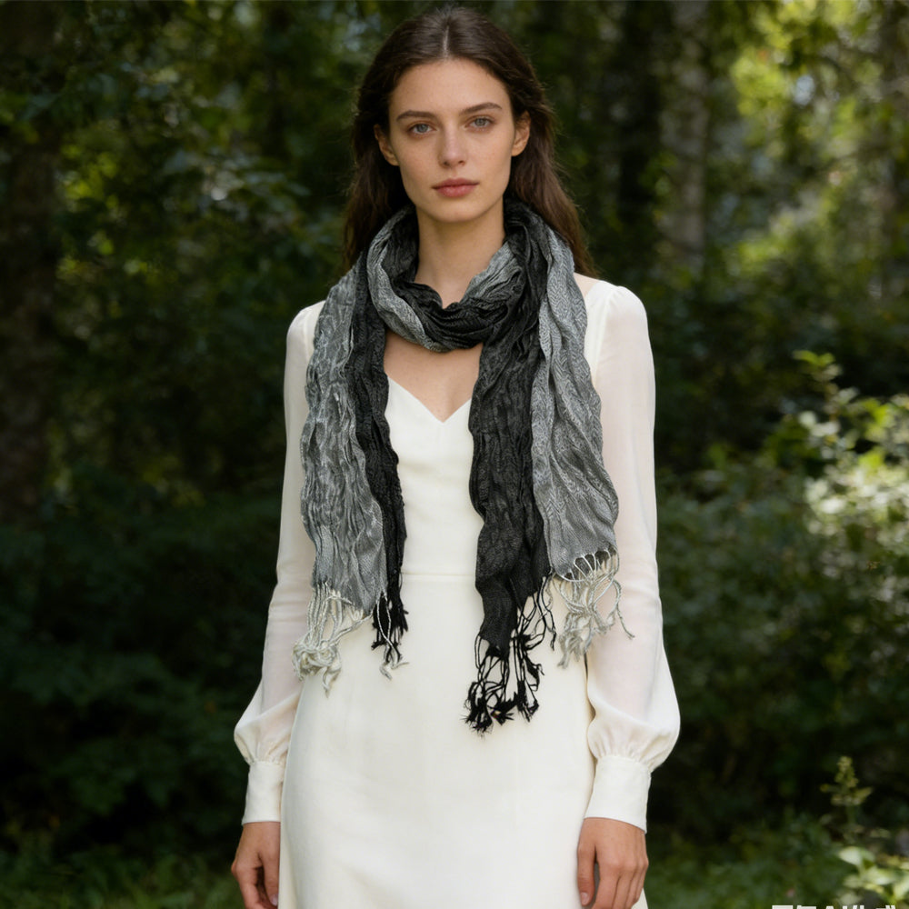 2pcs Grey Winter Jacquard Polyester Long Scarf,vacation,daily Life,evening Party,Office Appropriate Subtlety For Women Men,for Casual Outfits