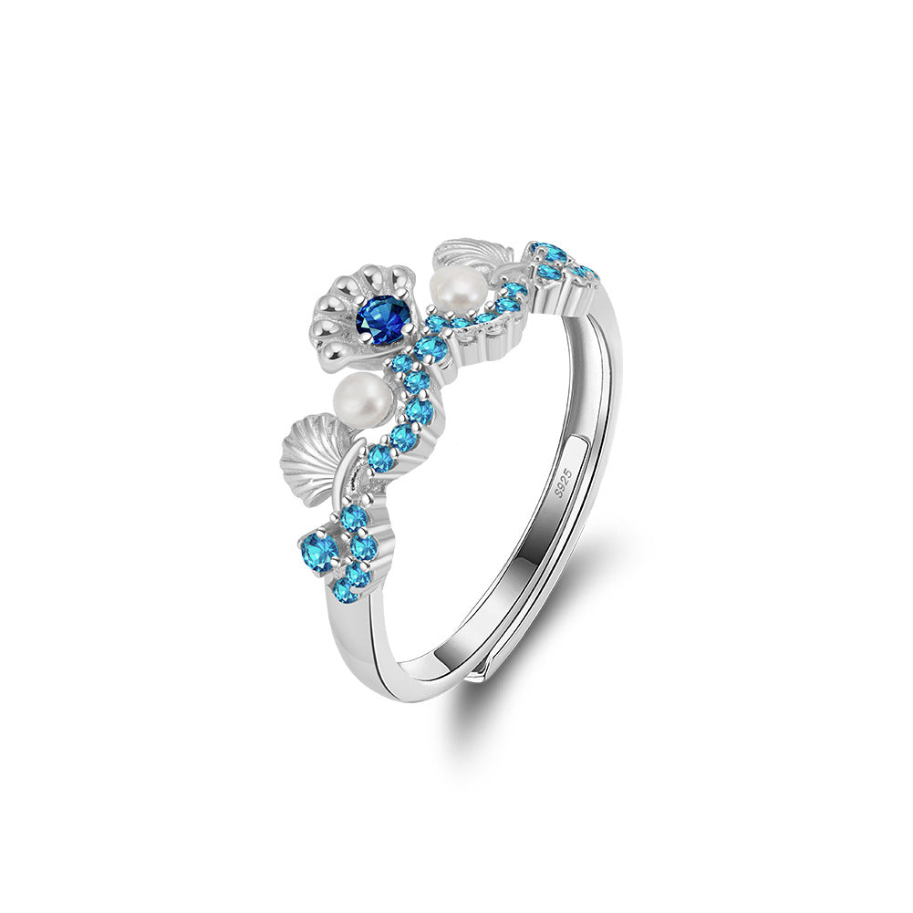 Dainty Design Zircon Pearl Shell Sterling Silver Ring