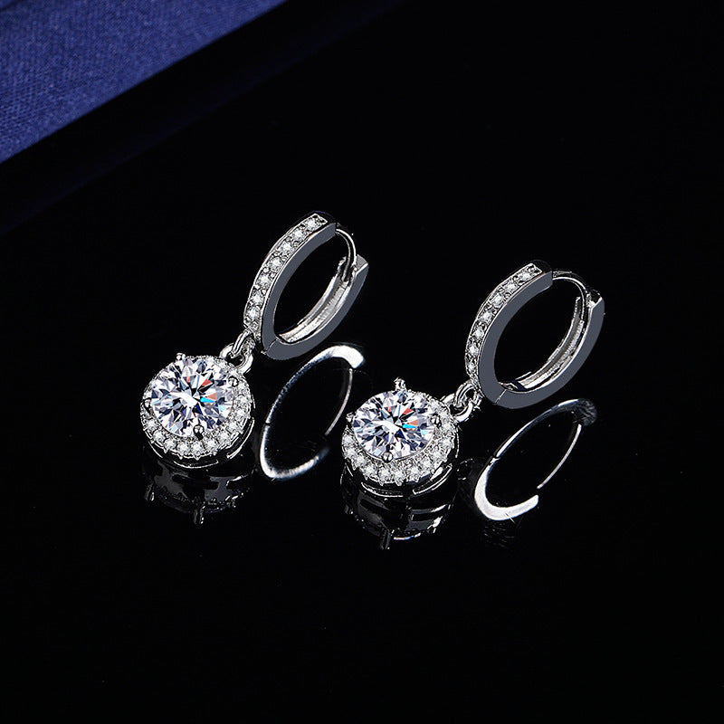 Pendientes largos de lujo con borla y piedra de carbono de alta calidad para mujer