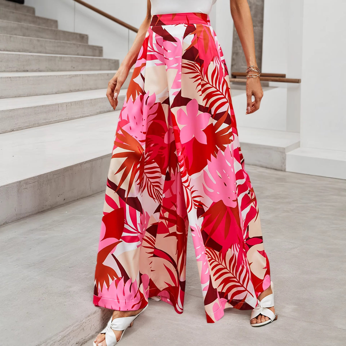 Bohemian-style High-waisted Womens Beach Pants For Summer