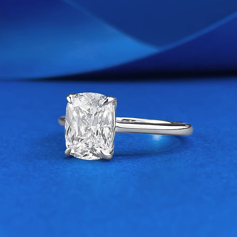 S925 Silver 7x9mm Square Ring For Women Everyday Classic Style